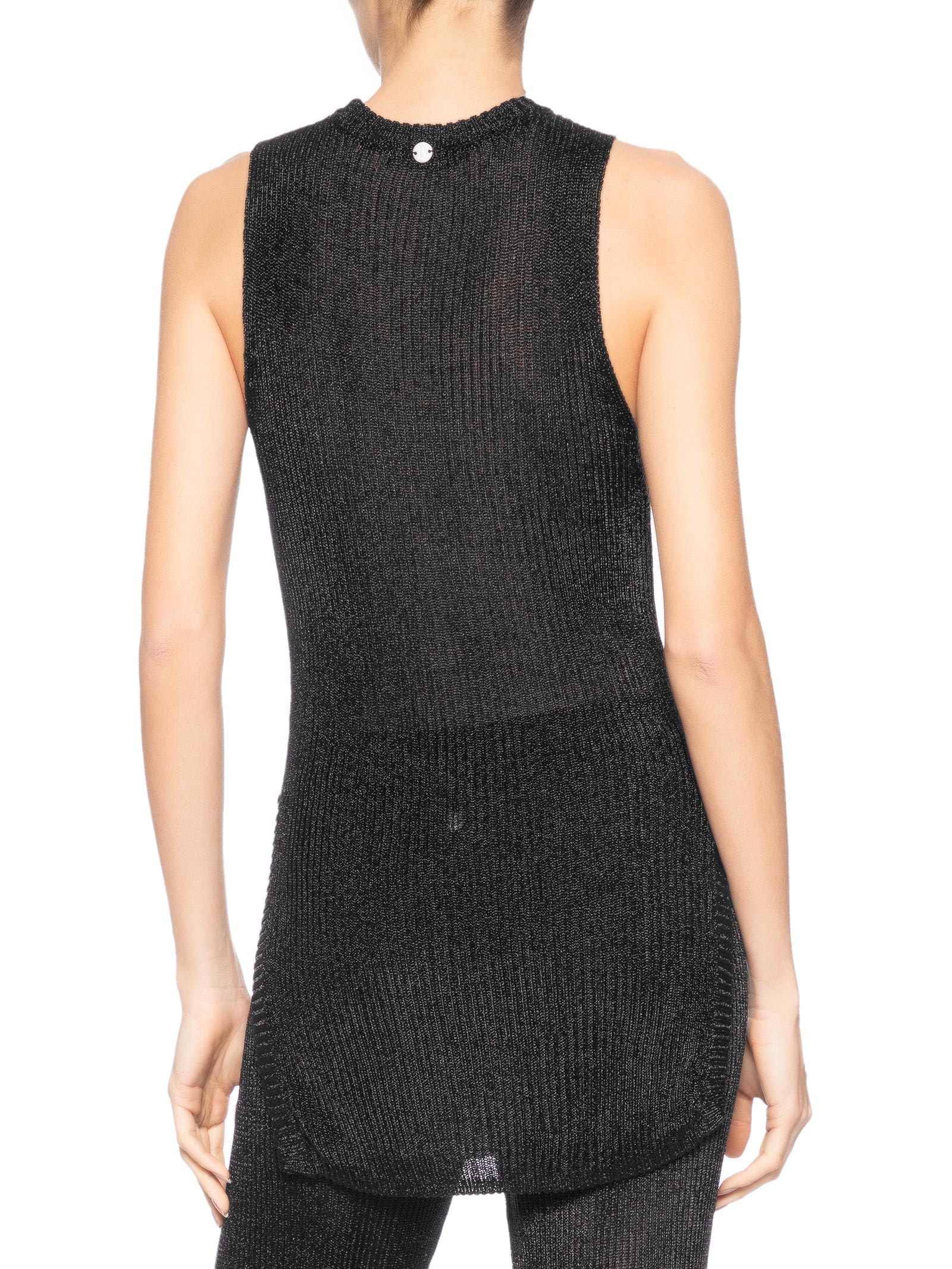 Regata Feminina De Tricot Com Transparência Preto Animale Jeans