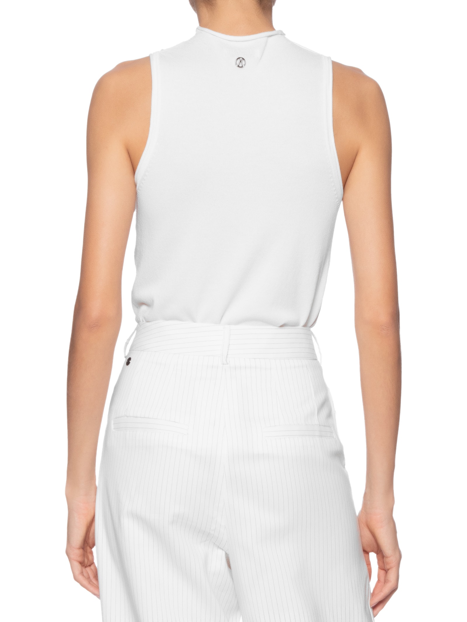 Regata Feminina De Tricot Cropped Rib Larga Branco  Animale Jeans