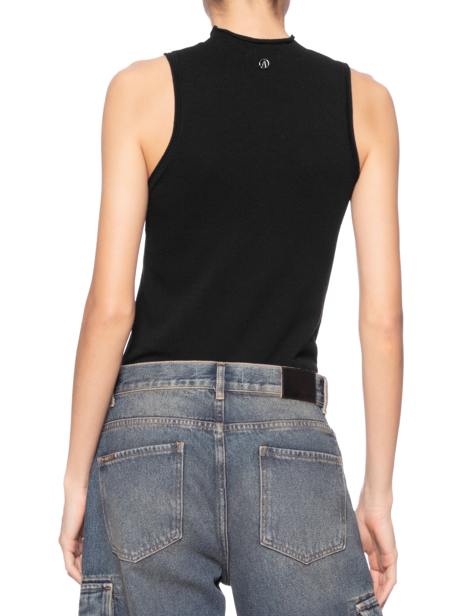 Regata Feminina De Tricot Cropped Rib Larga Preto Animale Jeans