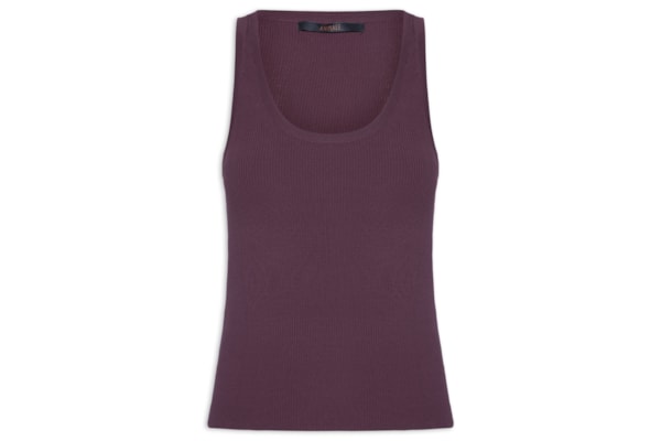 Regata Feminina De Tricot Gola U Color - Vermelho