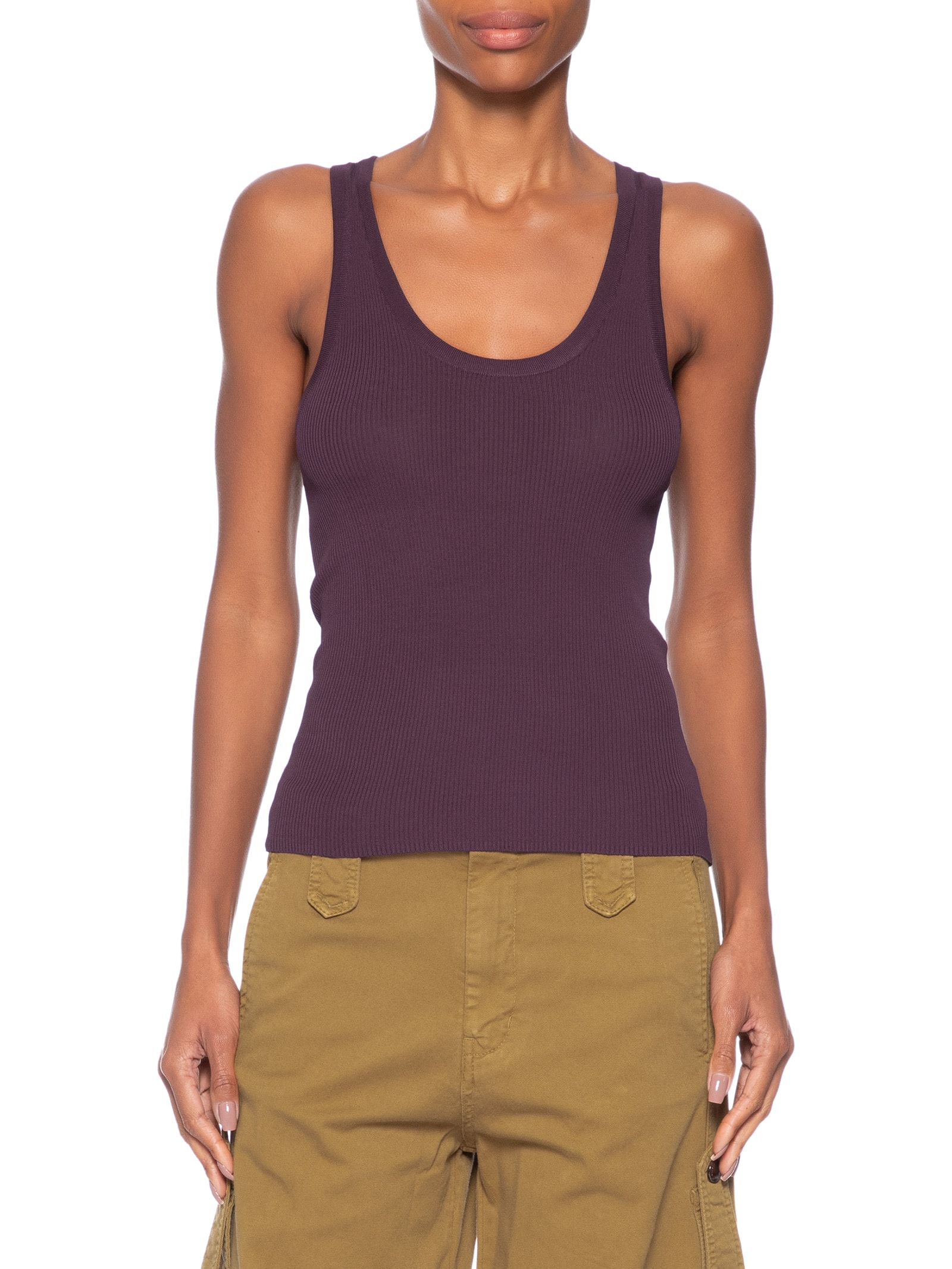 Regata Feminina De Tricot Gola U Color Vermelho Animale