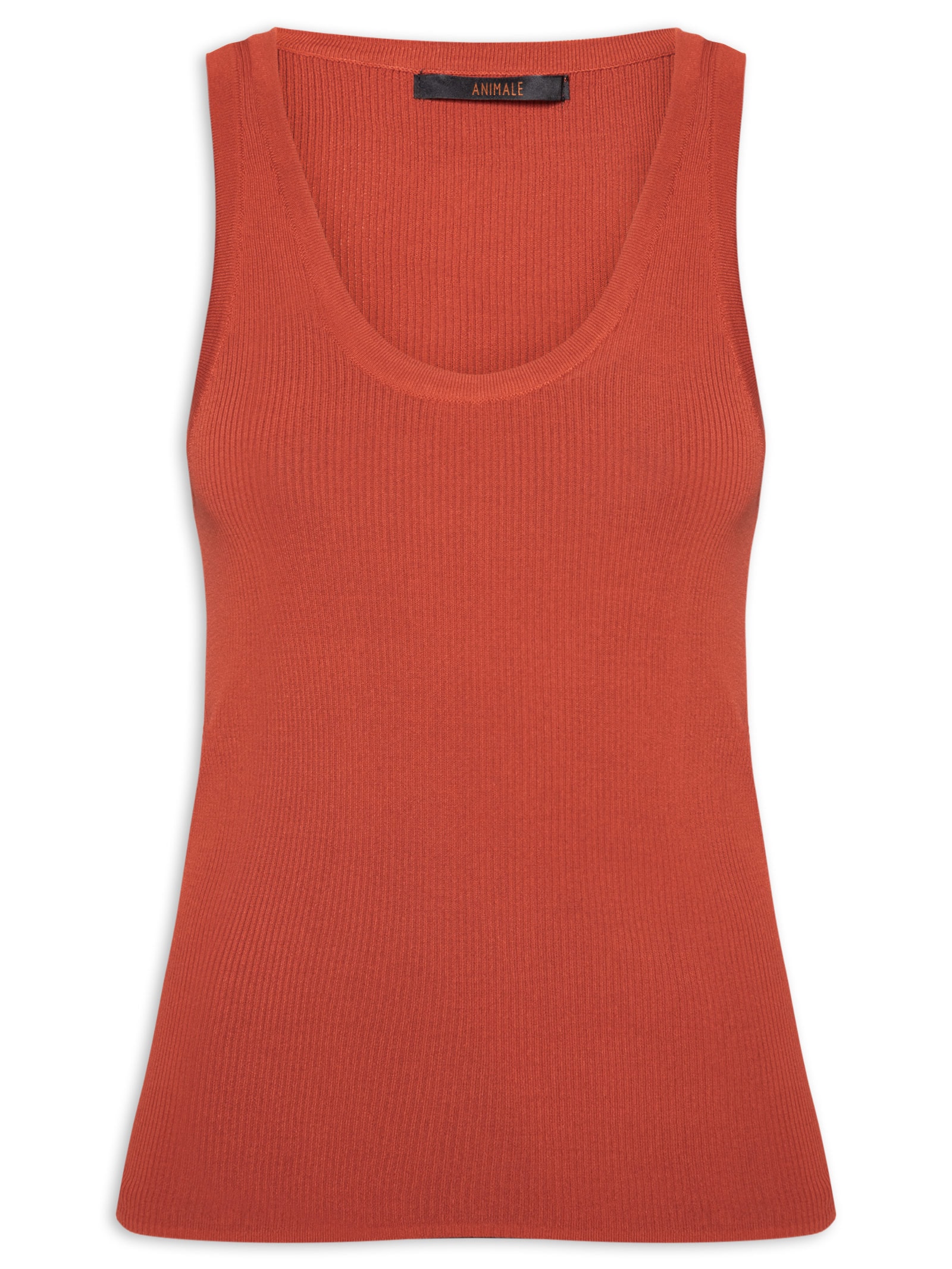 Regata Feminina de Tricot Gola U Color – Laranja Animale