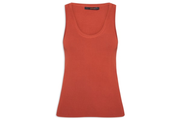 Regata Feminina de Tricot Gola U Color – Laranja