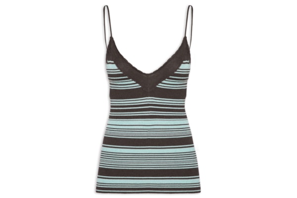 Regata Feminina De Tricot Listra Bicolor Com Lure - Marrom