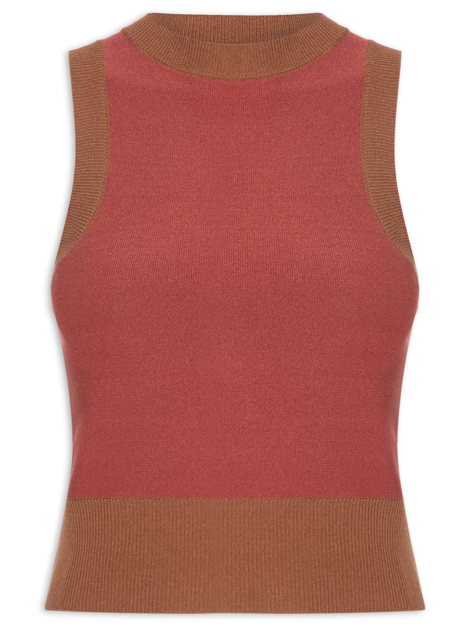 Regata Feminina De Tricot Retilínea Vermelho Animale