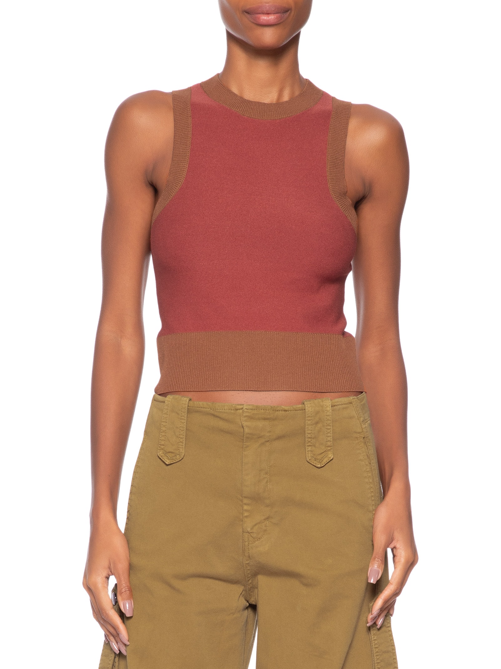 Regata Feminina De Tricot Retilínea Vermelho Animale