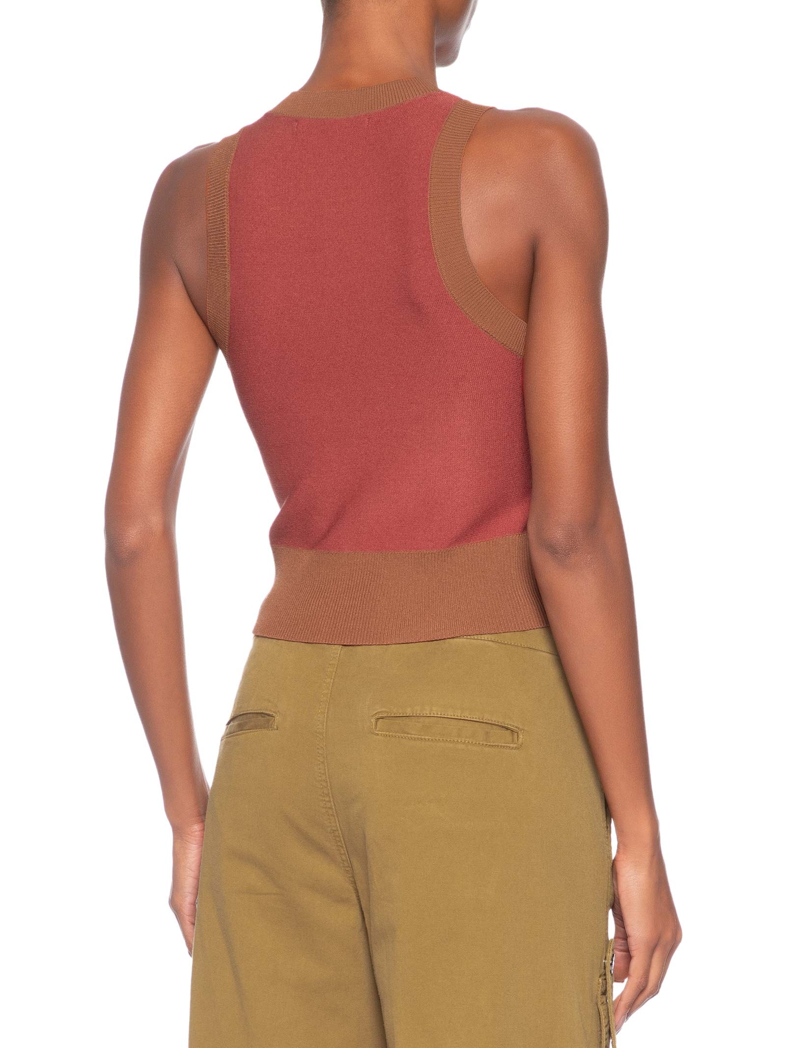 Regata Feminina De Tricot Retilínea Vermelho Animale