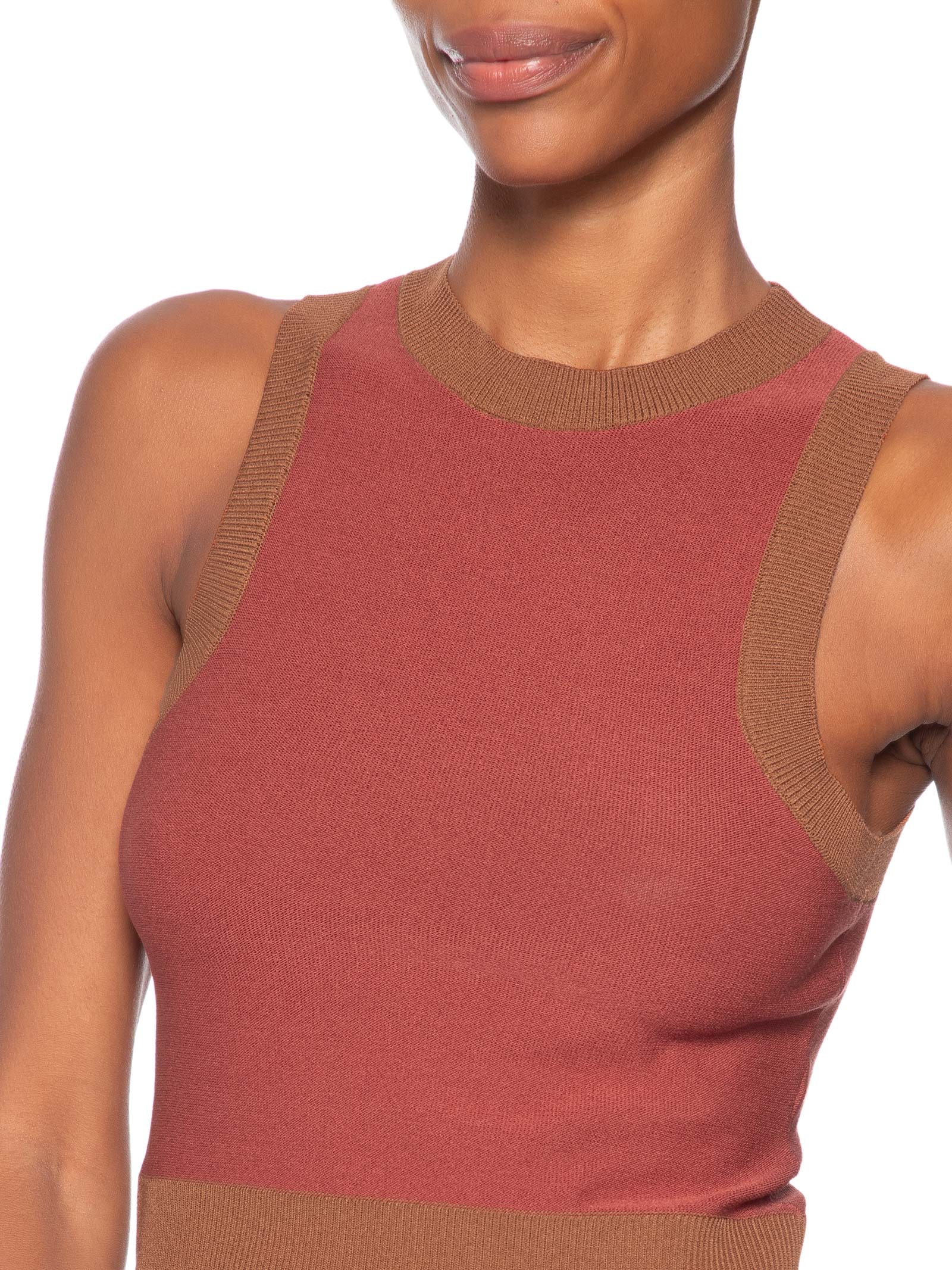 Regata Feminina De Tricot Retilínea Vermelho Animale