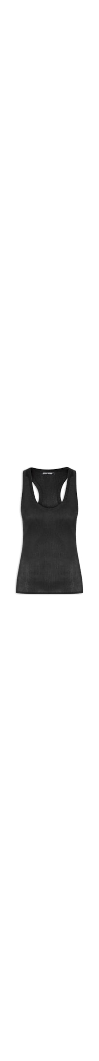 Regata Feminina De Tricot Rib Transparência - Preto