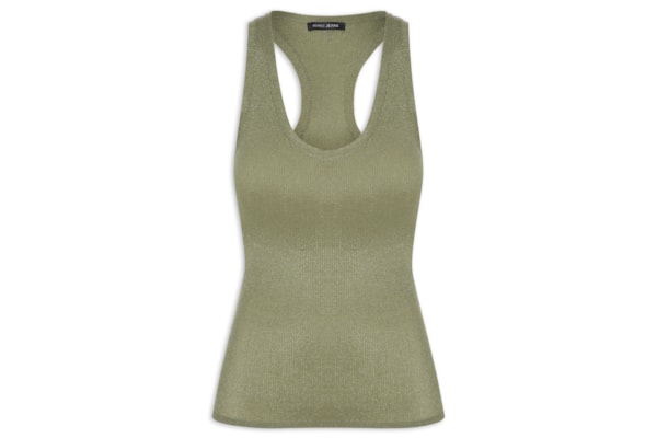 Regata Feminina De Tricot Rib Transparência - Verde