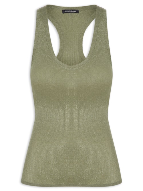 Regata Feminina De Tricot Rib Transparência – Verde