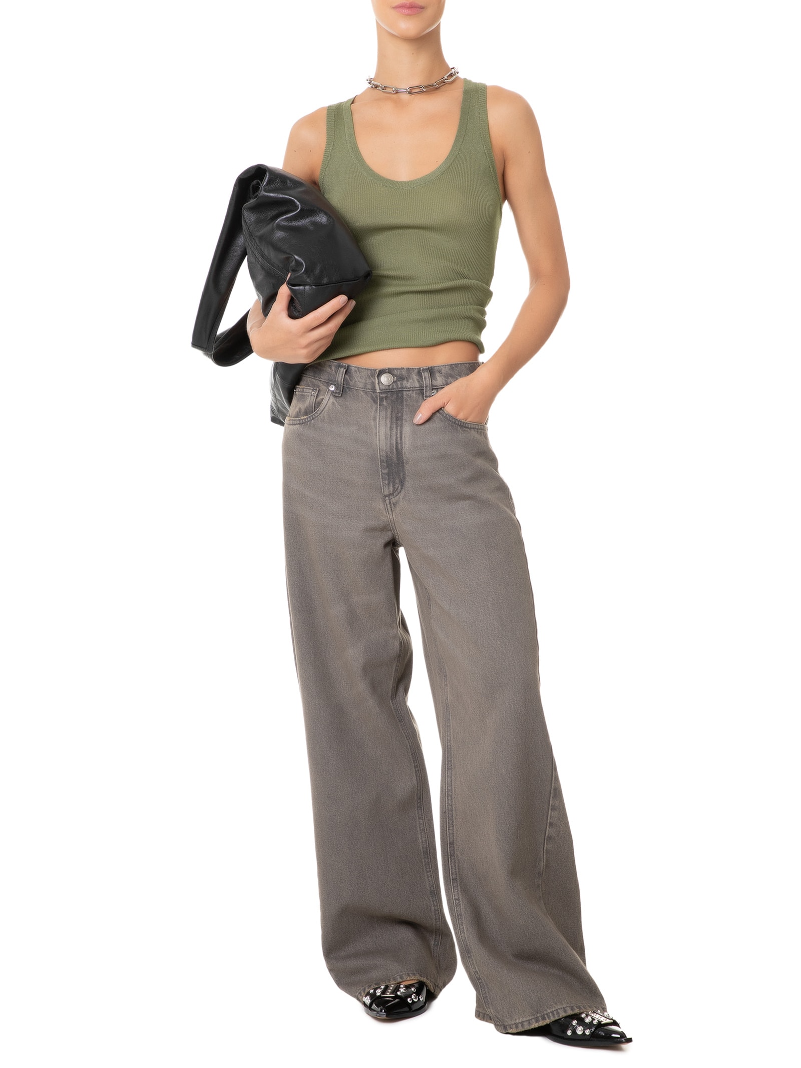 Regata Feminina De Tricot Rib Transparência Verde Animale Jeans