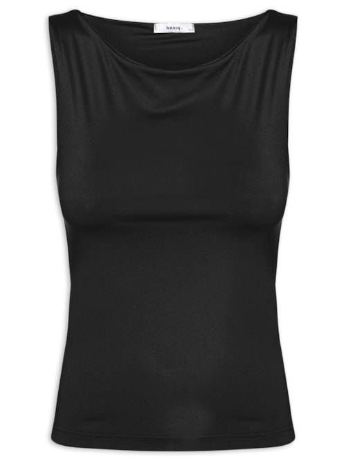 Regata Feminina Decote Canoa – Preto