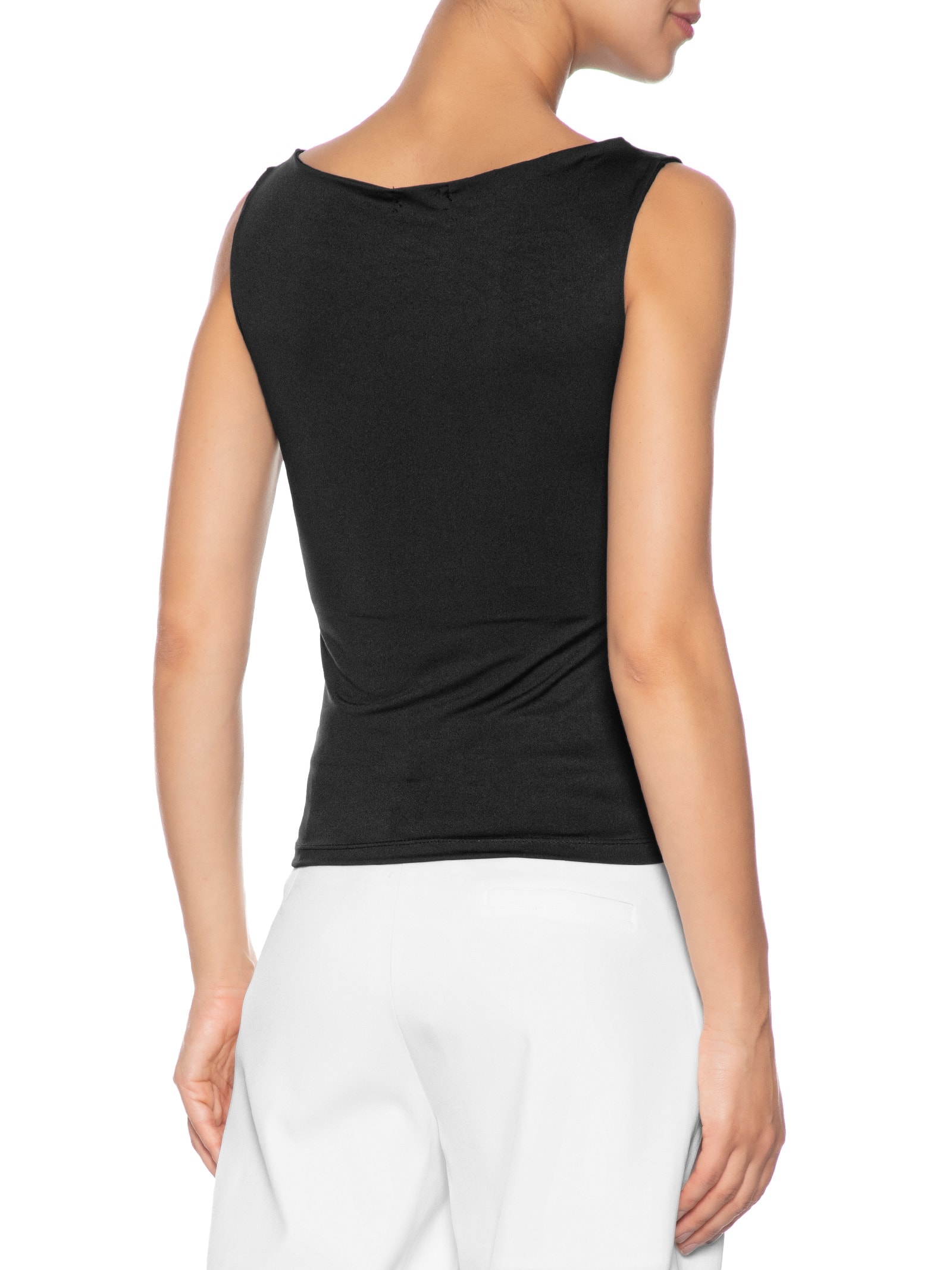 Regata Feminina Decote Canoa Preto Basiq