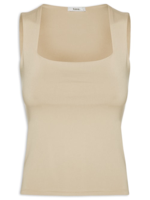 Regata Feminina Decote Quadrado – Bege