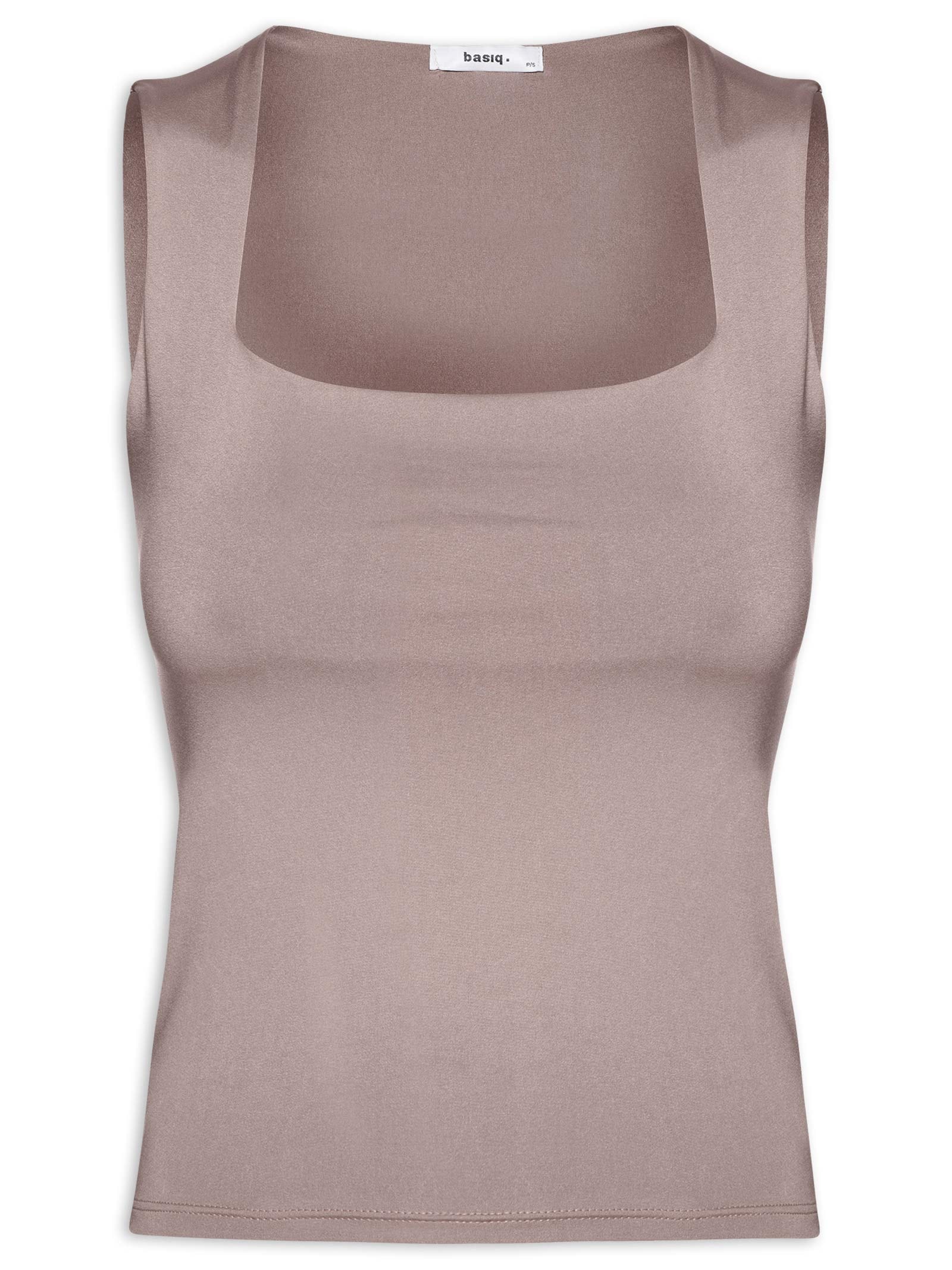 Regata Feminina Decote Quadrado Marrom Basiq