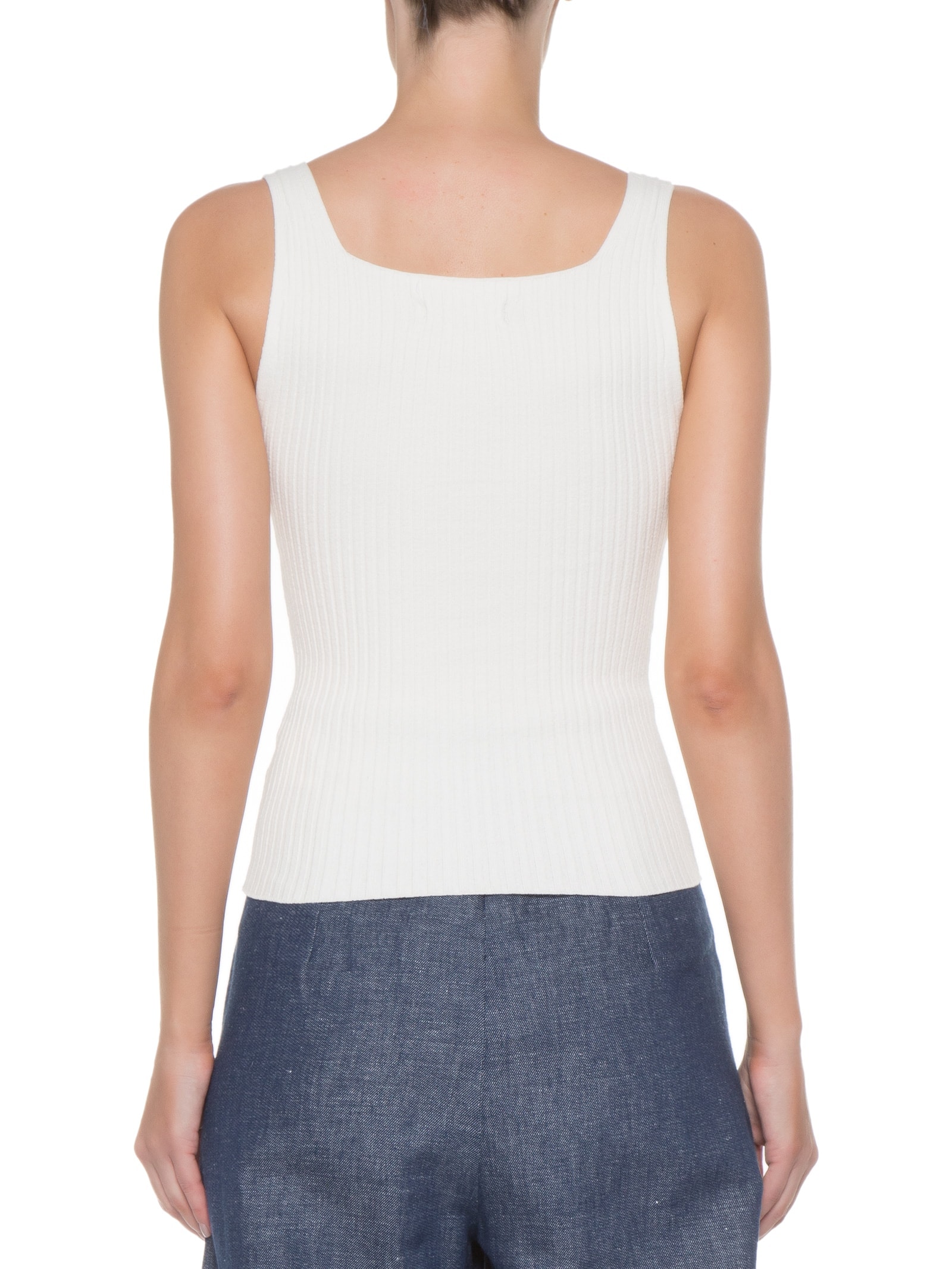 Regata Feminina Decote Quadrado- Off White Anselmi