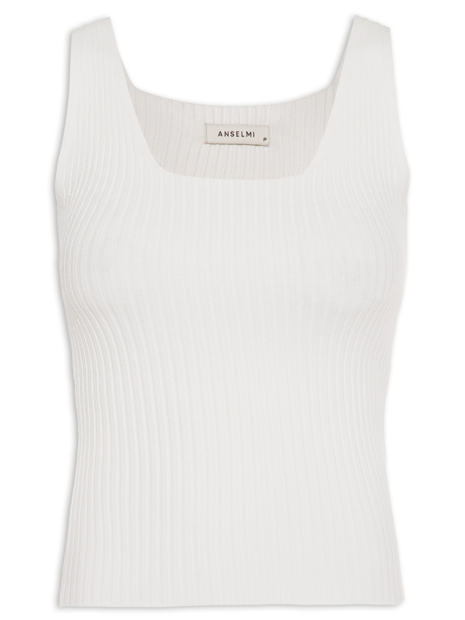 Regata Feminina Decote Quadrado- Off White Anselmi