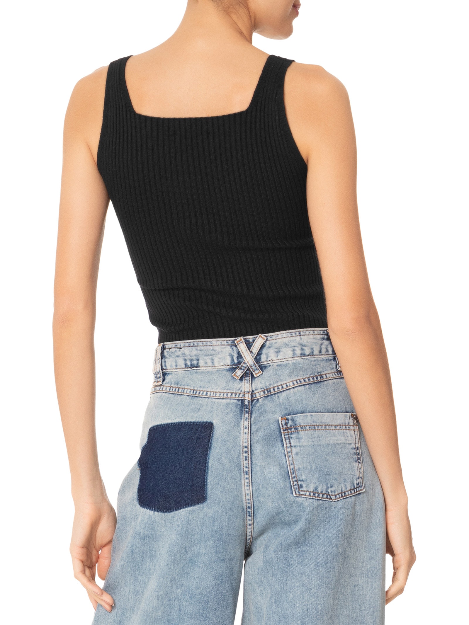 Regata Feminina Decote Quadrado Preto  Anselmi