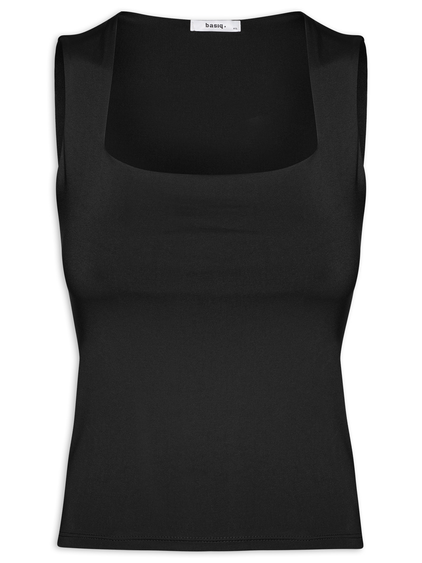 Regata Feminina Decote Quadrado Preto Basiq