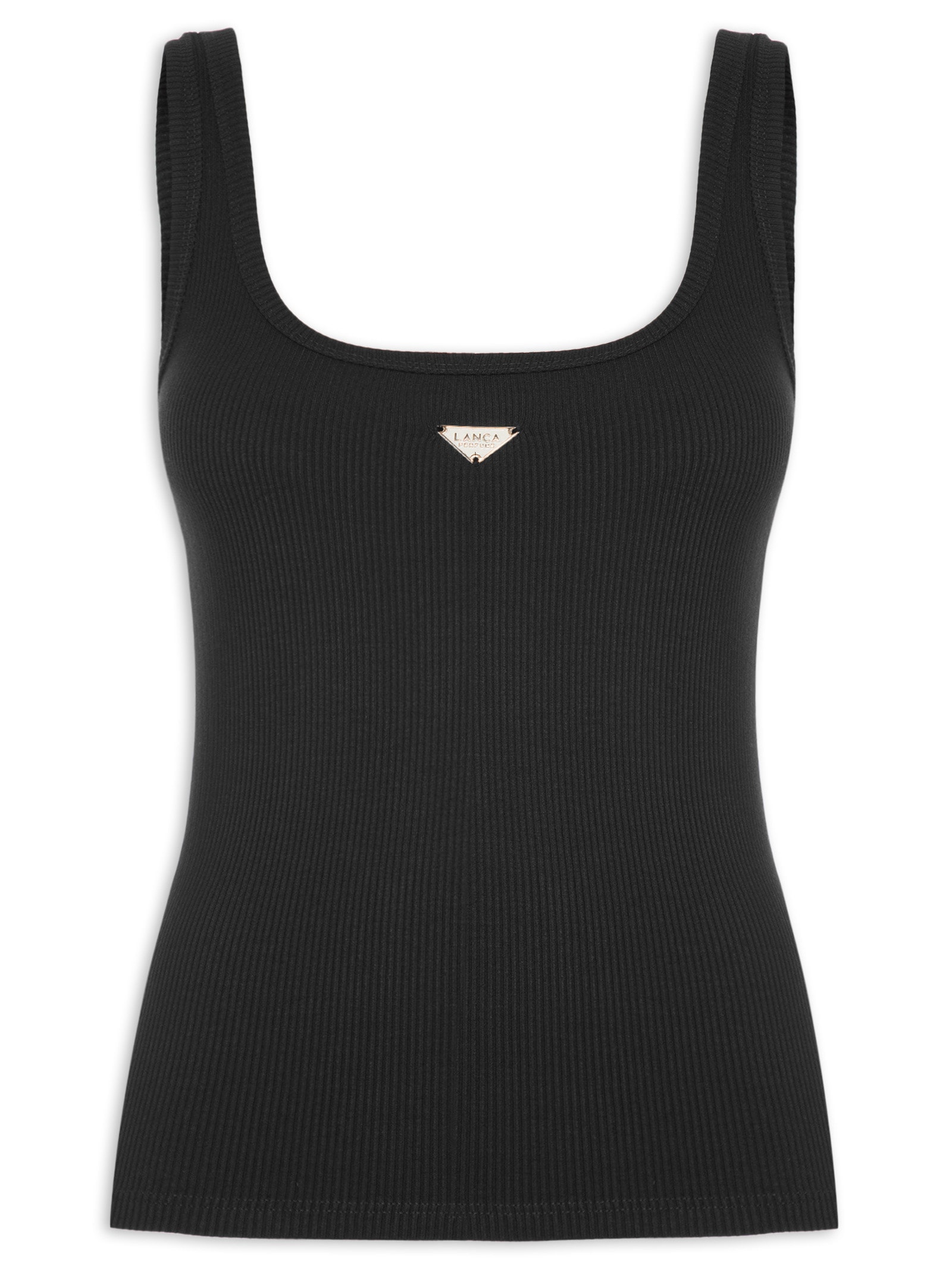 Regata Feminina Decote Quadrado Preto Lança Perfume