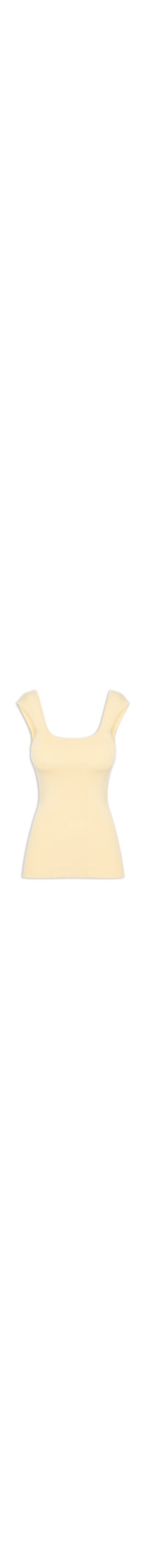 Regata Feminina Decote Quadrado Tricot - Amarelo