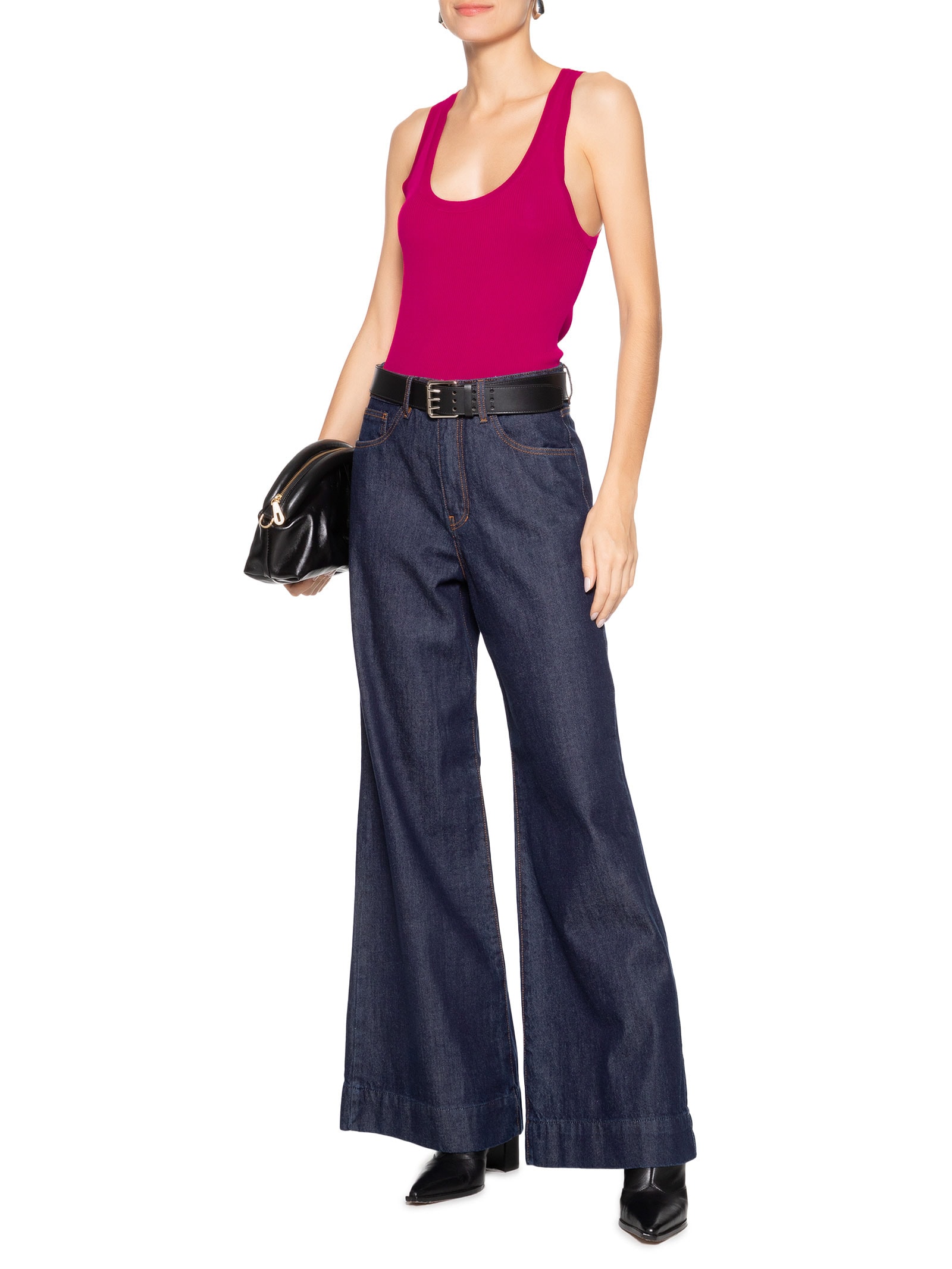 Regata Feminina Decote U Canelado Color Rosa Animale