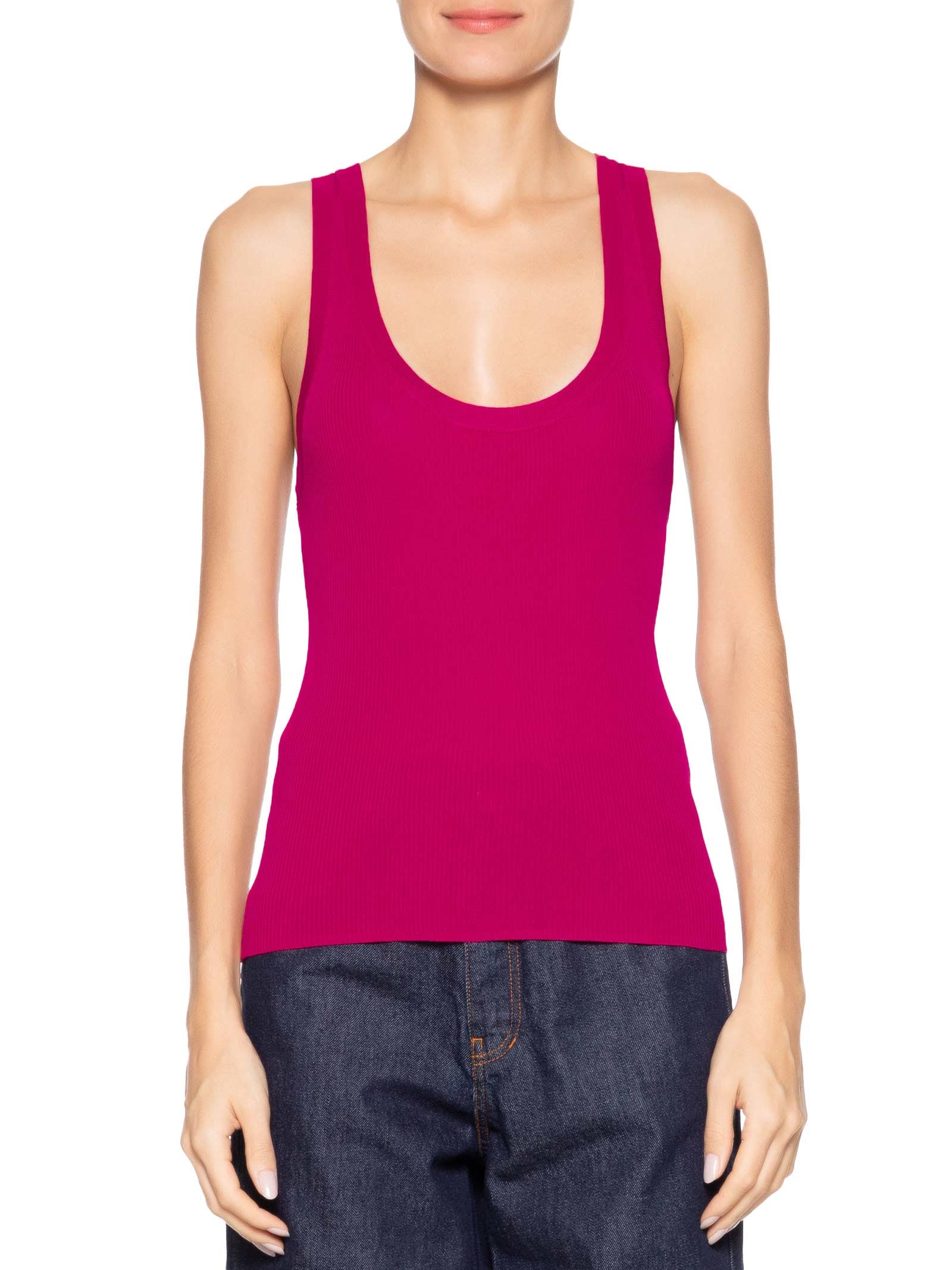 Regata Feminina Decote U Canelado Color Rosa Animale