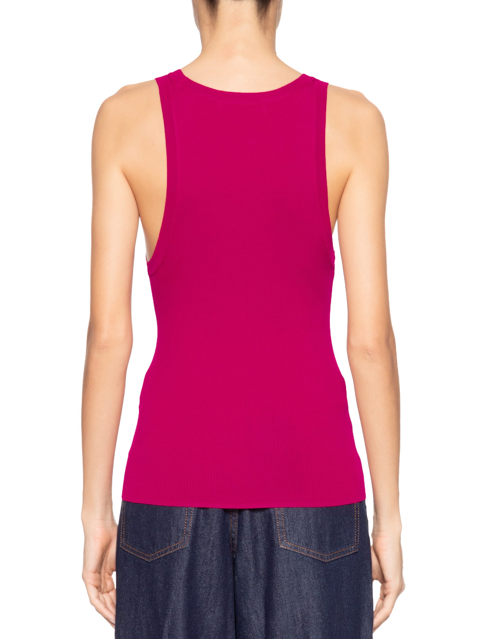 Regata Feminina Decote U Canelado Color Rosa Animale