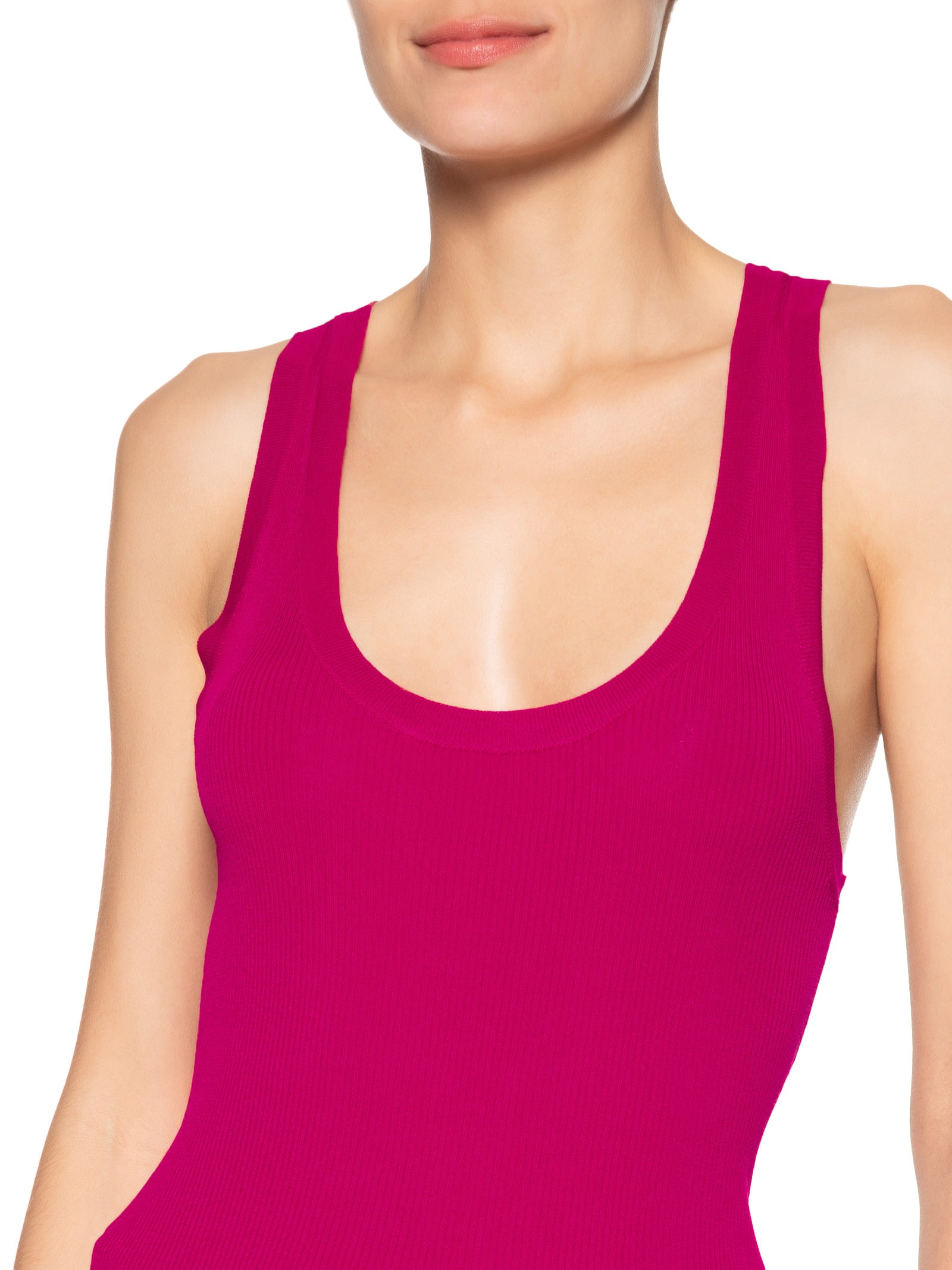 Regata Feminina Decote U Canelado Color Rosa Animale