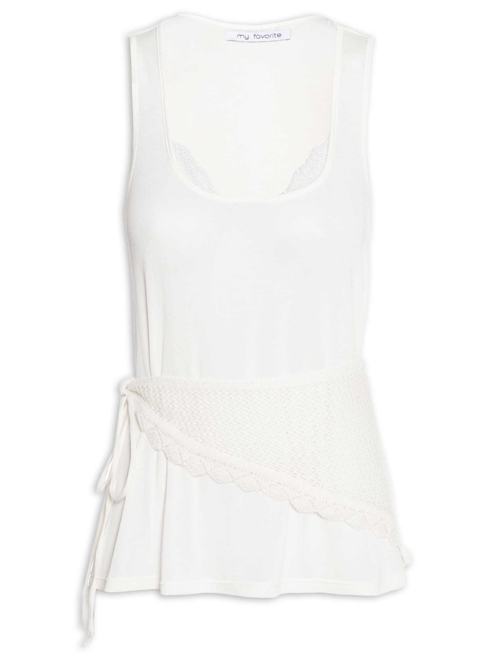 Regata Feminina Decote U Com Renda Off White My Favorite