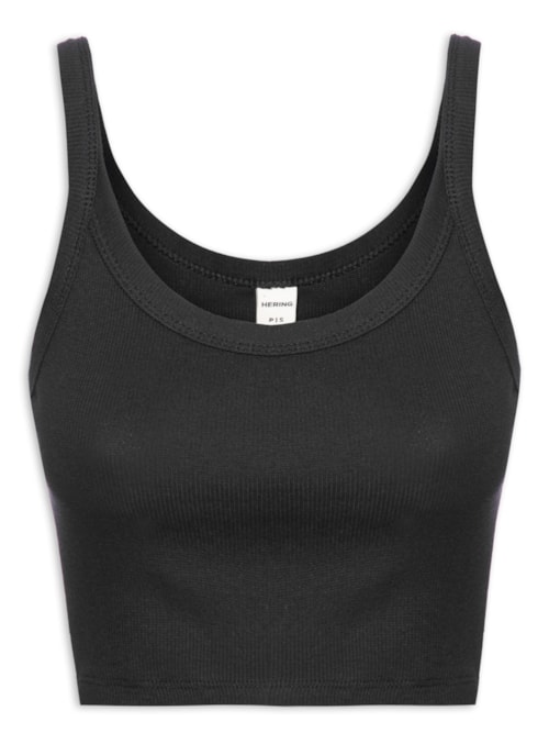 Regata Feminina Decote U Cropped - Preto