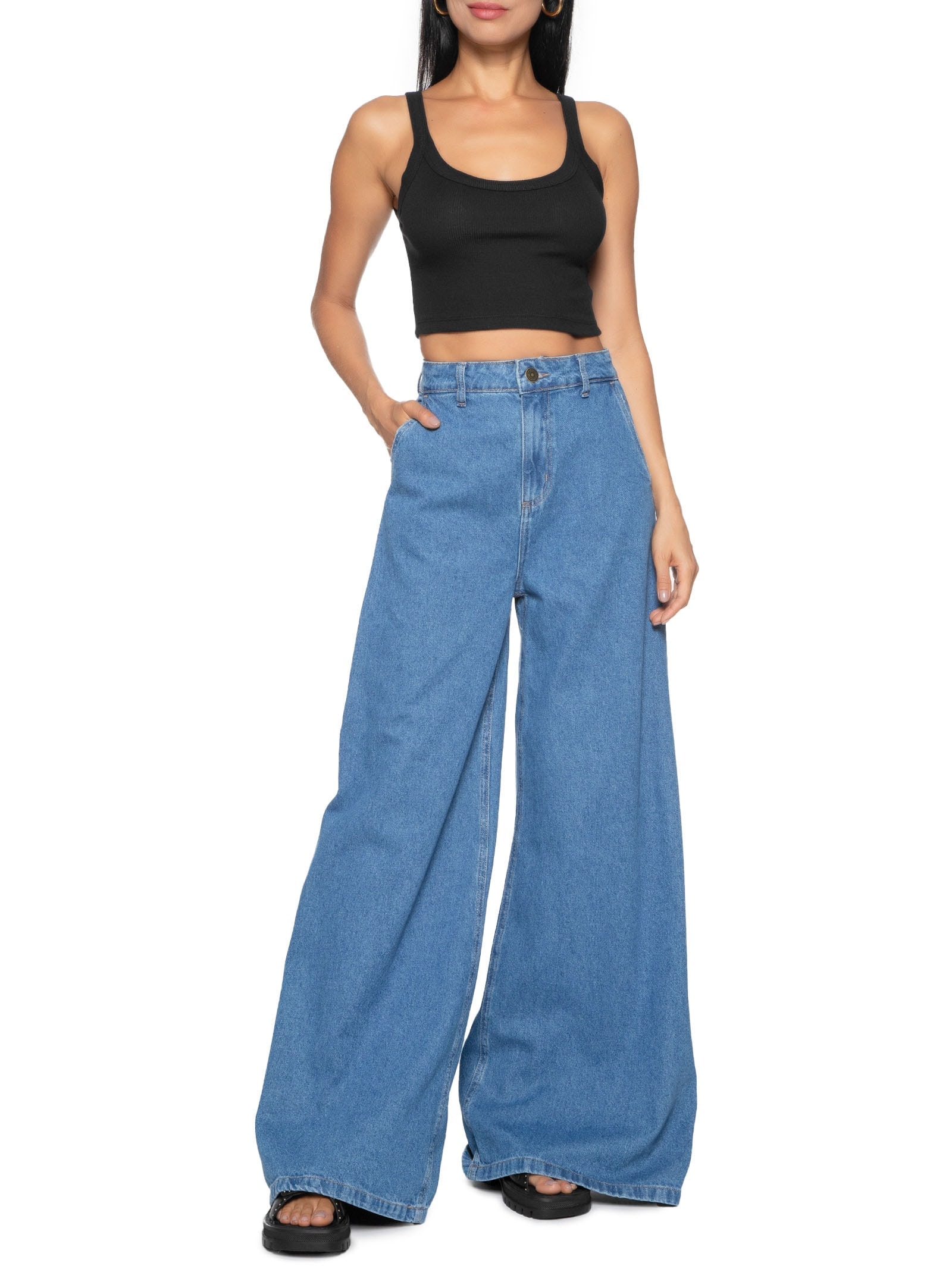 Regata Feminina Decote U Cropped Preto Hering