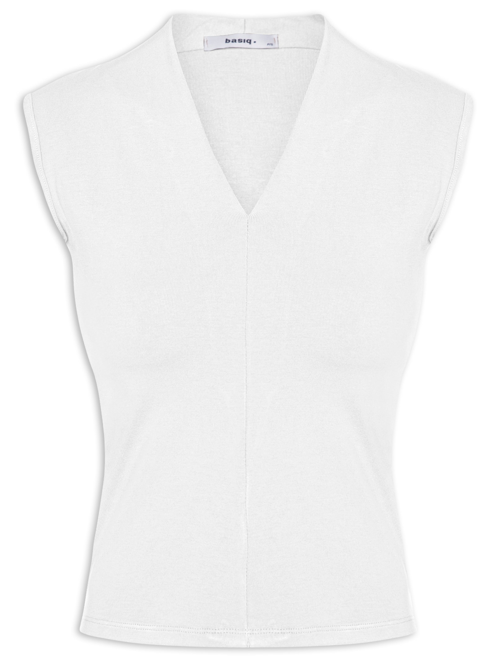 Regata Feminina Decote V Branco Basiq