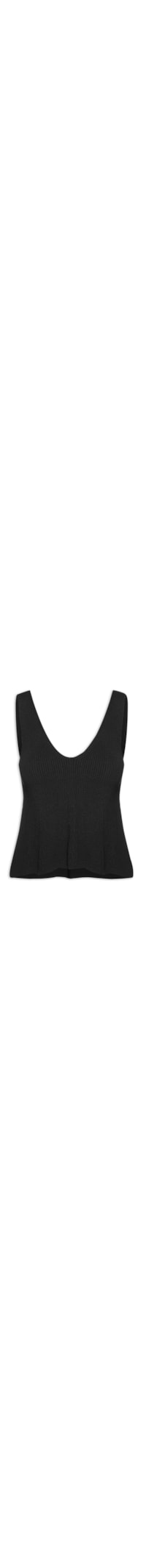 Regata Feminina Decote V Peplum Tricot - Preto