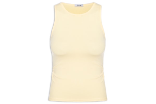 Regata Feminina Detalhe Drapeado - Amarelo