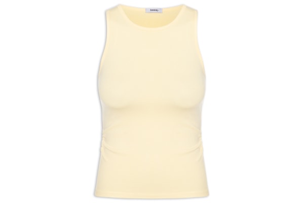 Regata Feminina Detalhe Drapeado - Amarelo