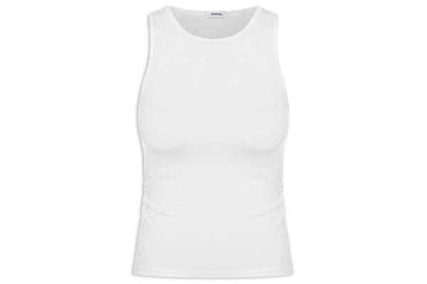 Regata Feminina Detalhe Drapeado - Branco