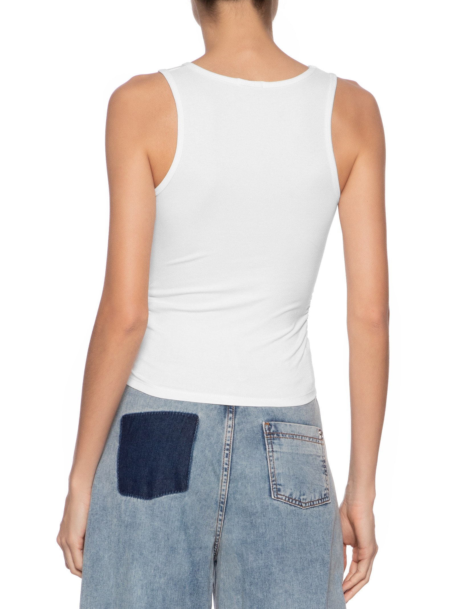 Regata Feminina Detalhe Drapeado Branco Basiq