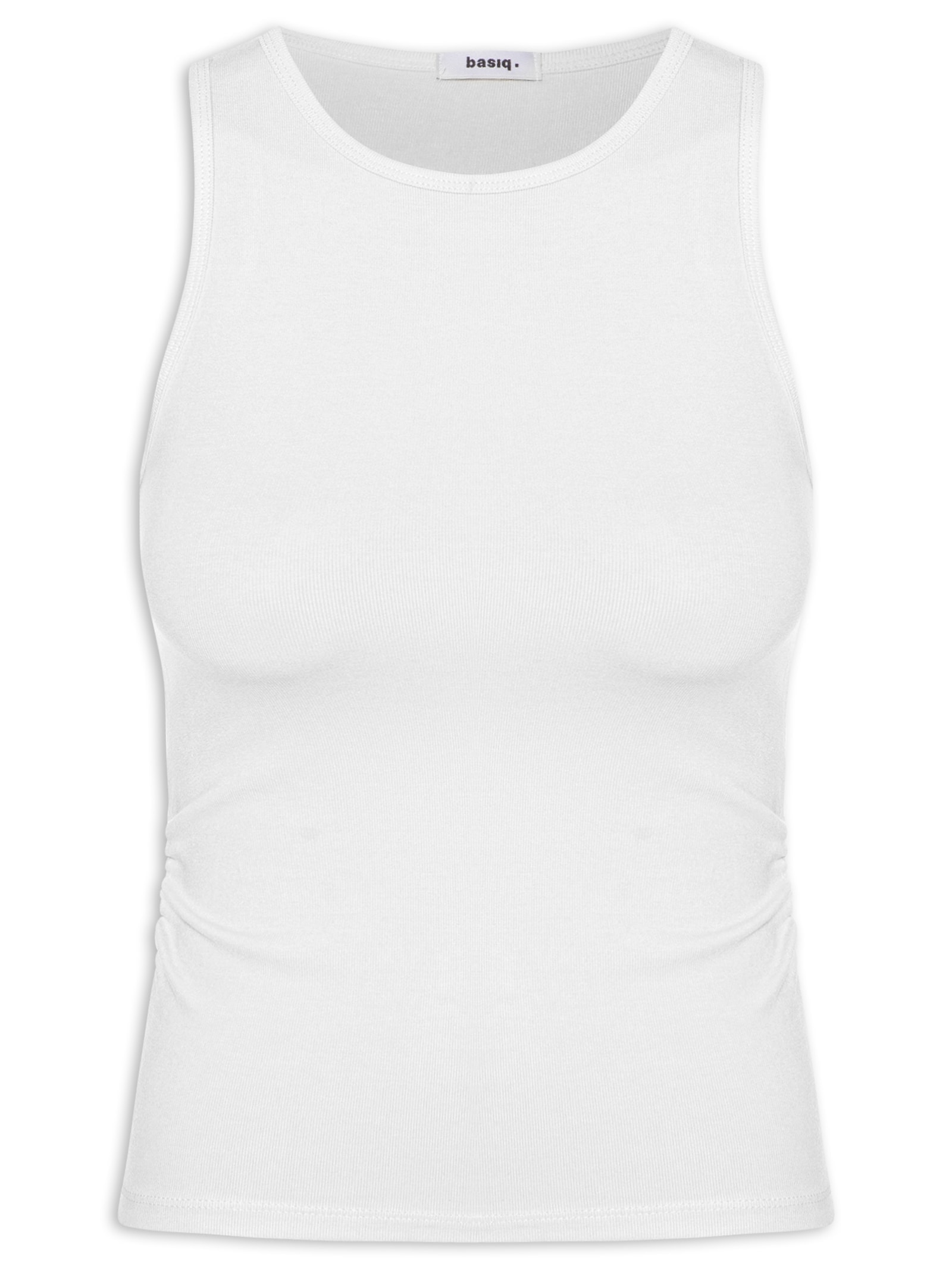 Regata Feminina Detalhe Drapeado Branco Basiq