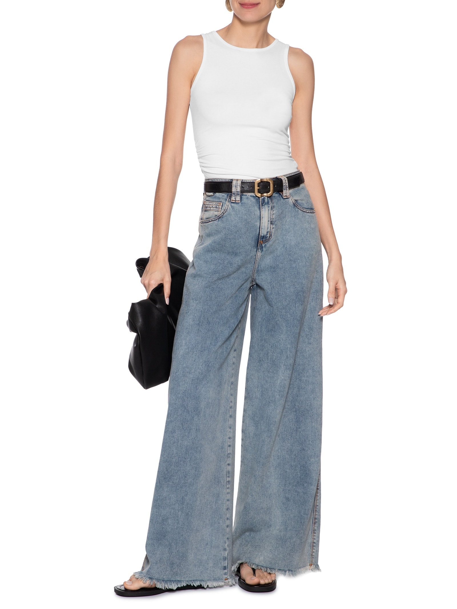 Regata Feminina Detalhe Drapeado Branco Basiq