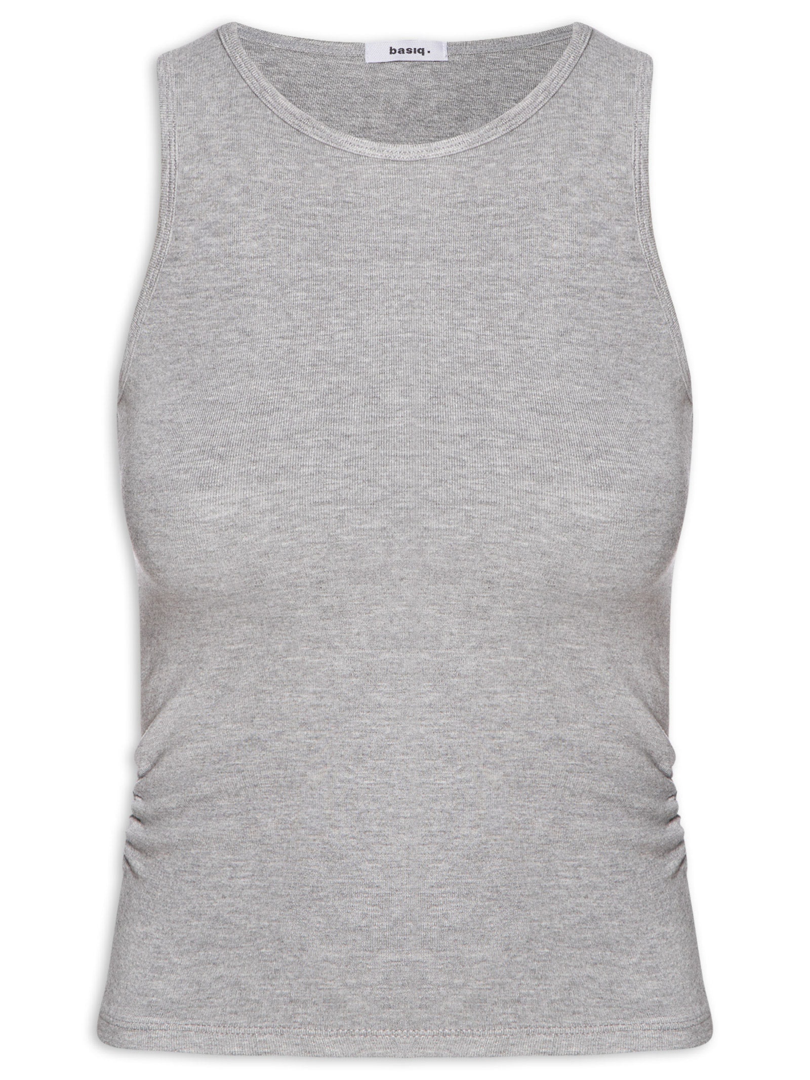 Regata Feminina Detalhe Drapeado Cinza Basiq