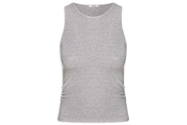 Regata Feminina Detalhe Drapeado - Cinza