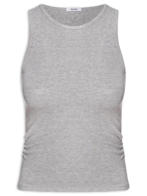 Regata Feminina Detalhe Drapeado – Cinza