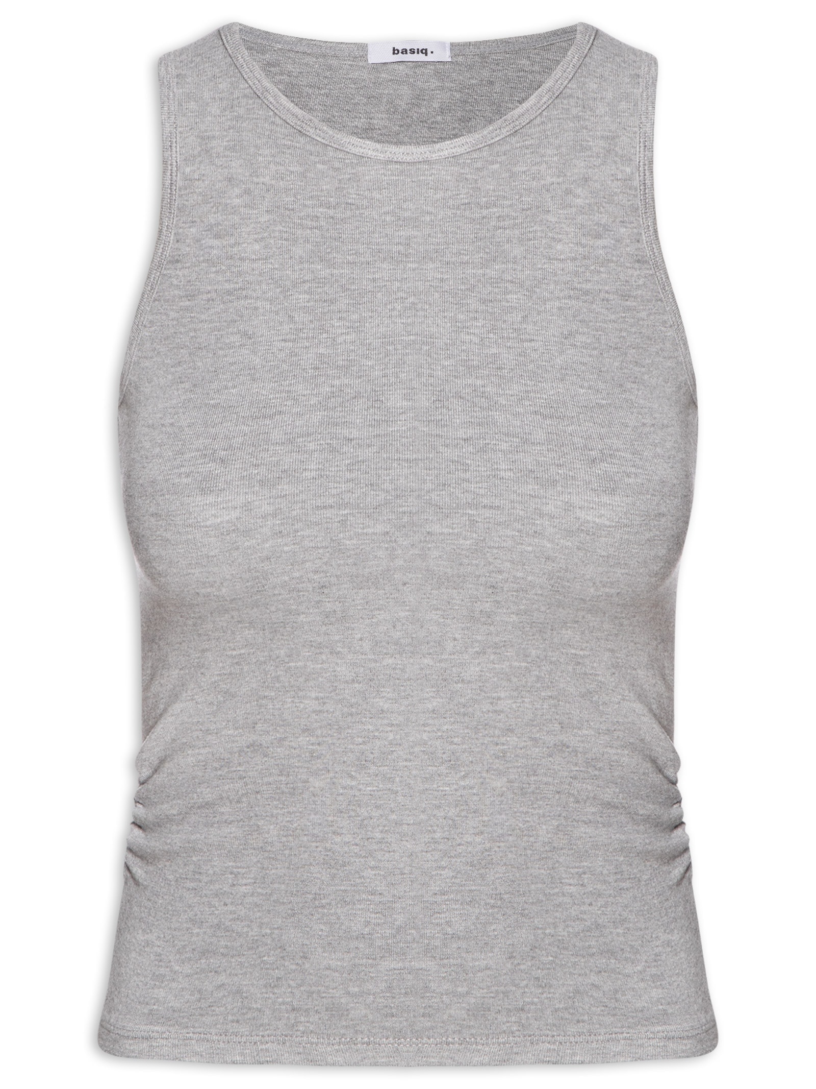 Regata Feminina Detalhe Drapeado Cinza Basiq