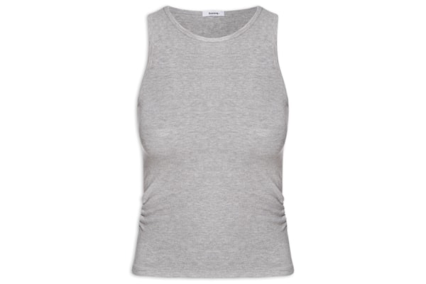 Regata Feminina Detalhe Drapeado - Cinza