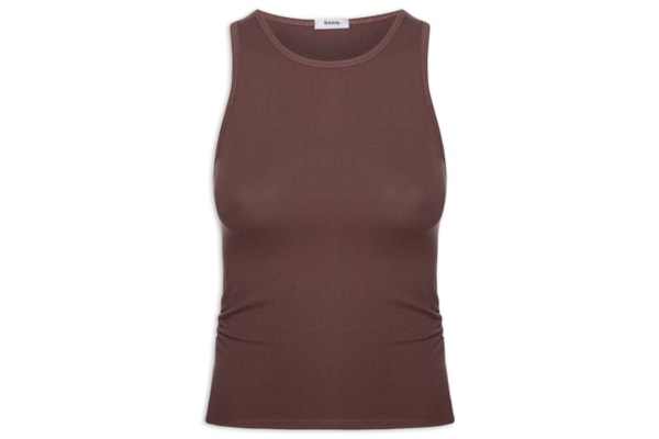 Regata Feminina Detalhe Drapeado - Marrom