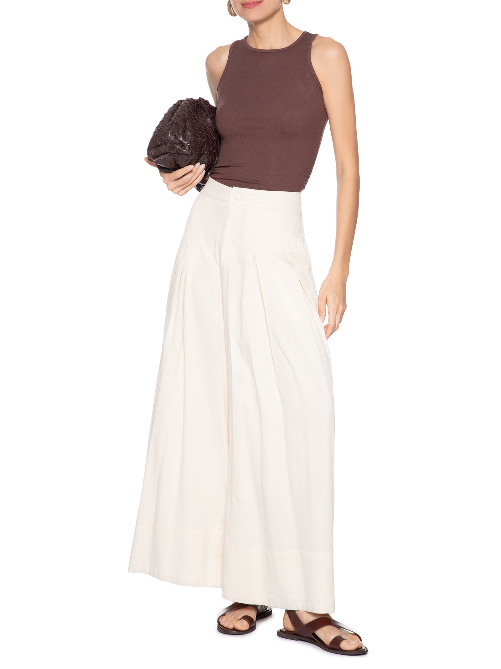 Regata Feminina Detalhe Drapeado Marrom Basiq