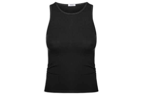 Regata Feminina Detalhe Drapeado - Preto