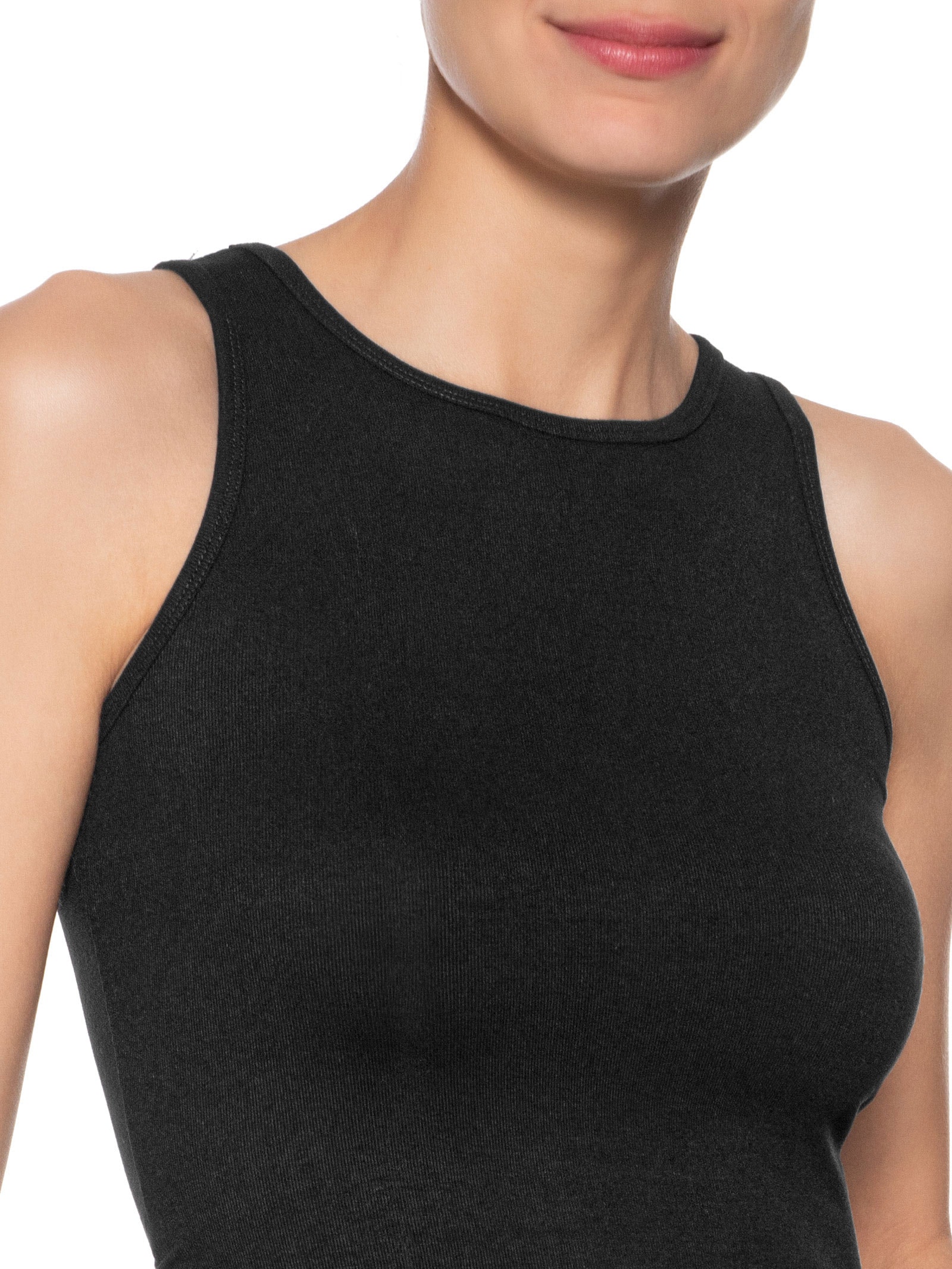 Regata Feminina Detalhe Drapeado Preto Basiq